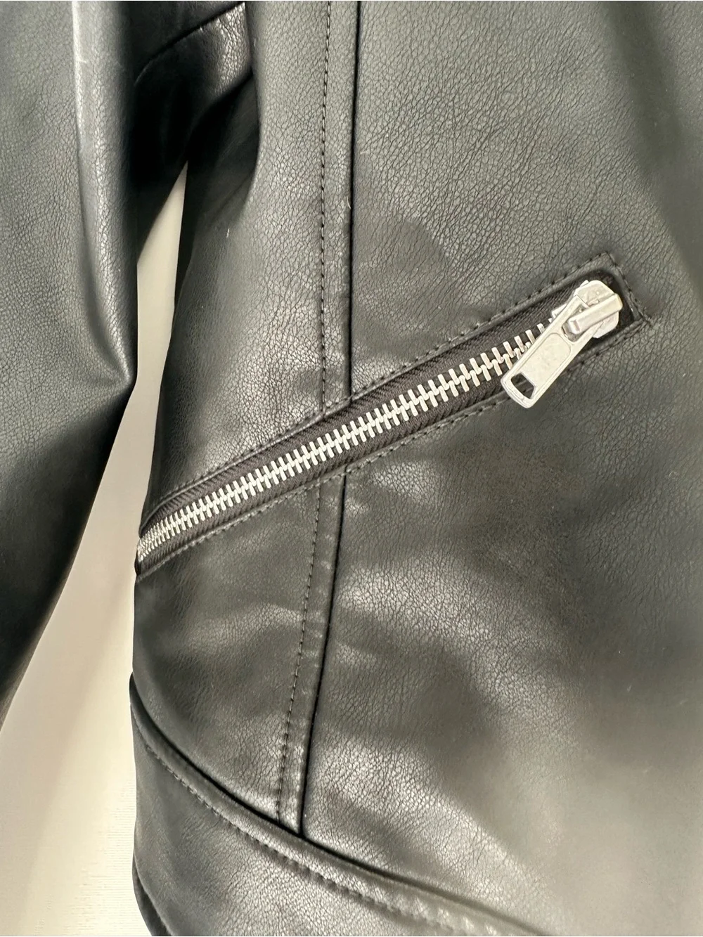 GAP Kids Black Faux Leather Moto Jacket with Snap Hem